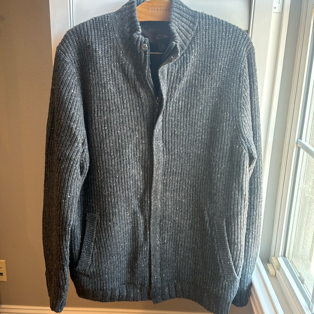 Tasso Elba gray sweater coat L